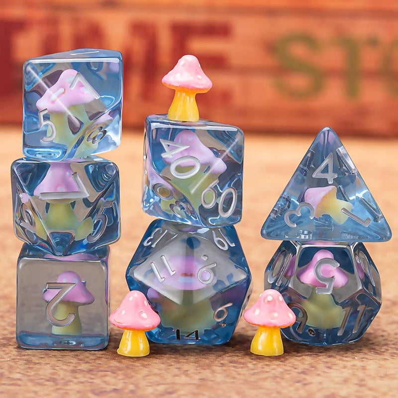 weyano Mushrooms DND Dice Set, Resin Animal Polyhedral Dice for Dungeons and Dragons, RPG, MTG D&D 7-DIE (D4, D6, D8, D10, D12, D20, D%) - Image 5